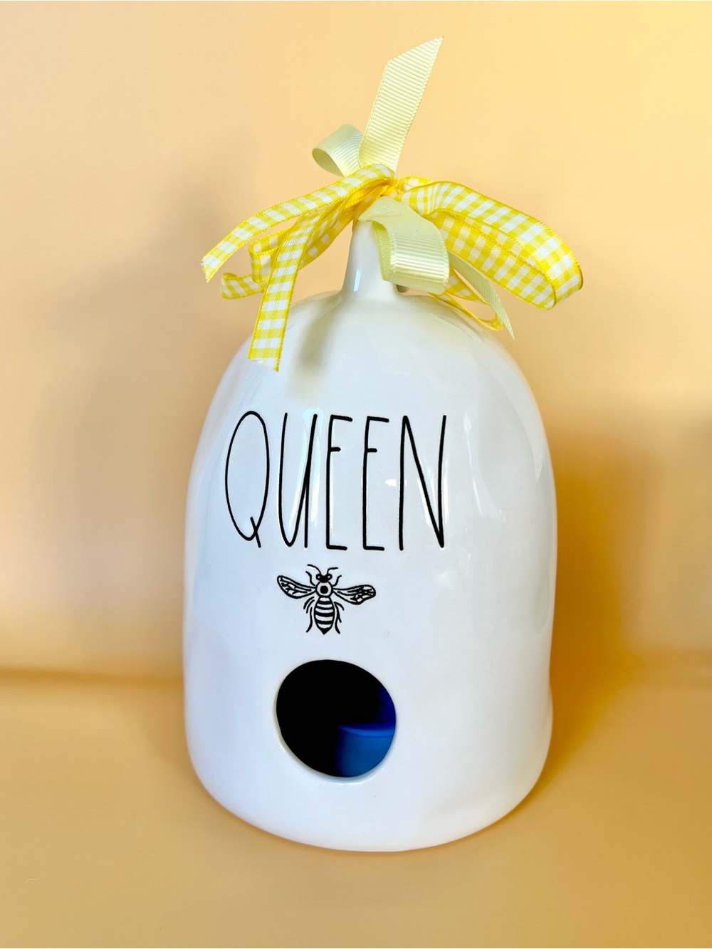 “Queen Bee” Ceramic Bell Jar Bird House by Rae Dunn Artisan Collection NWOT